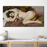 Paint by Numbers nude woman lying sleeping DIY art wall decor modern artwork