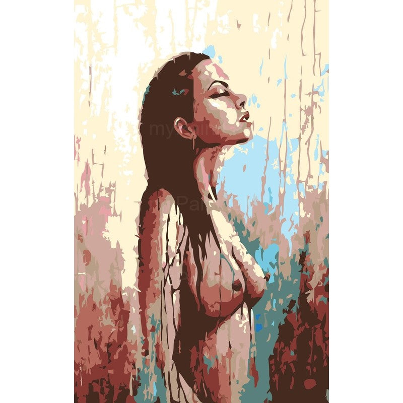 Paint by Numbers nude woman profile abstract