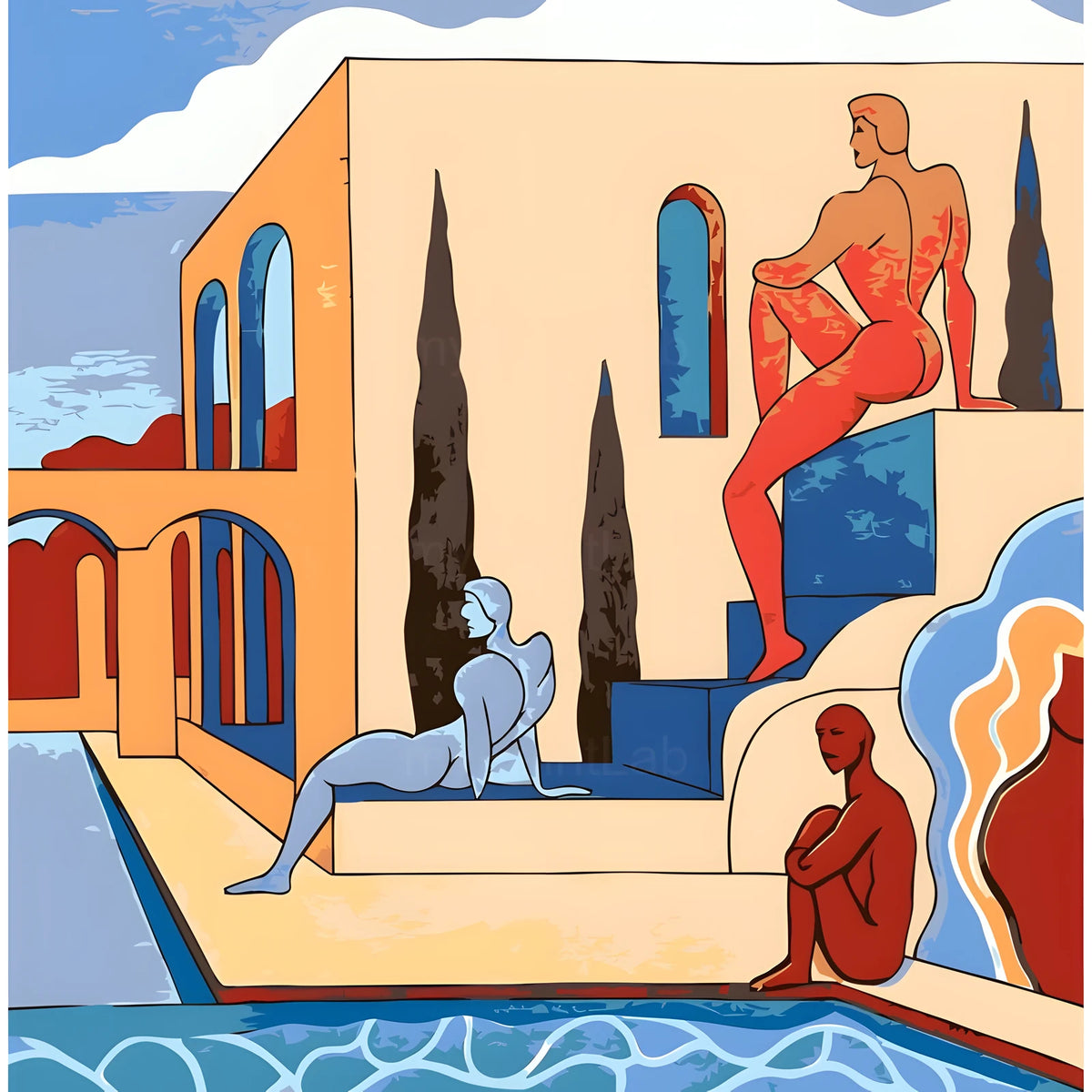 DIY Paint by Numbers Nude Figures Modern Architecture Kit