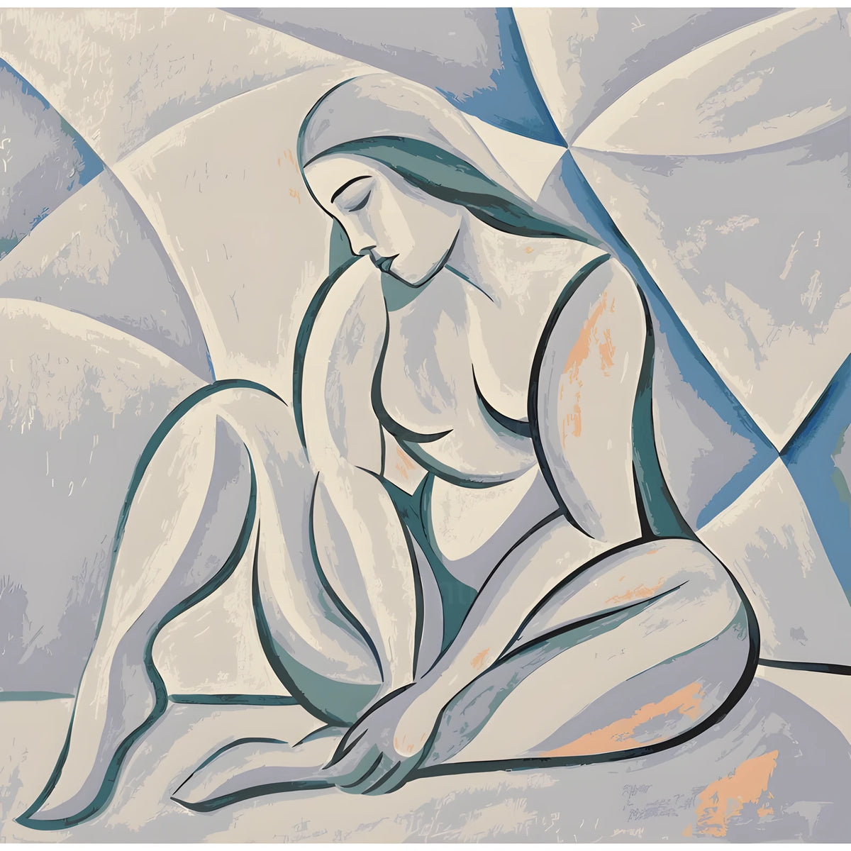 DIY Paint by Numbers Nude Woman Sitting Minimalist Kit