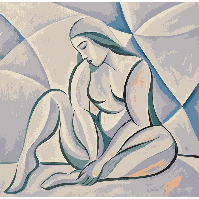 Paint by Numbers nude woman sitting minimalist