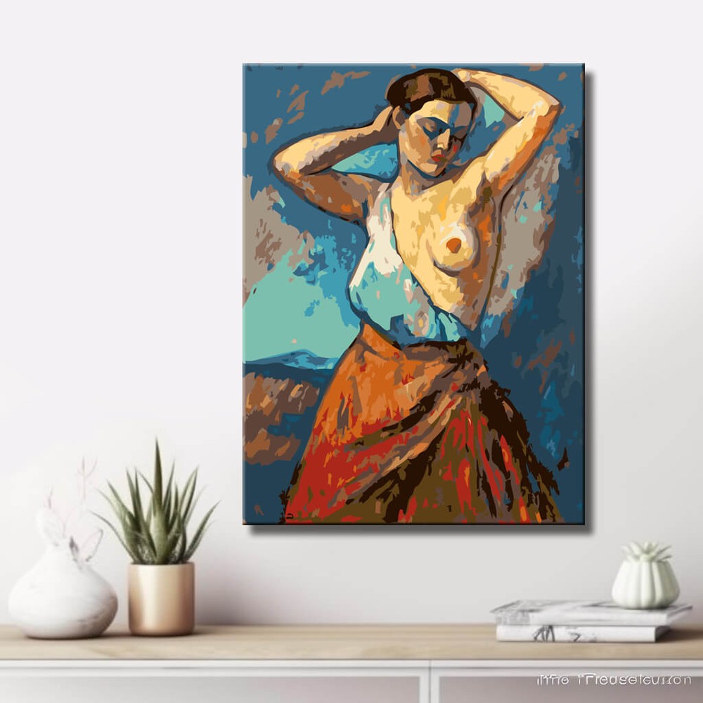 Paint by Numbers nude woman standing colorful DIY art wall decor modern artwork