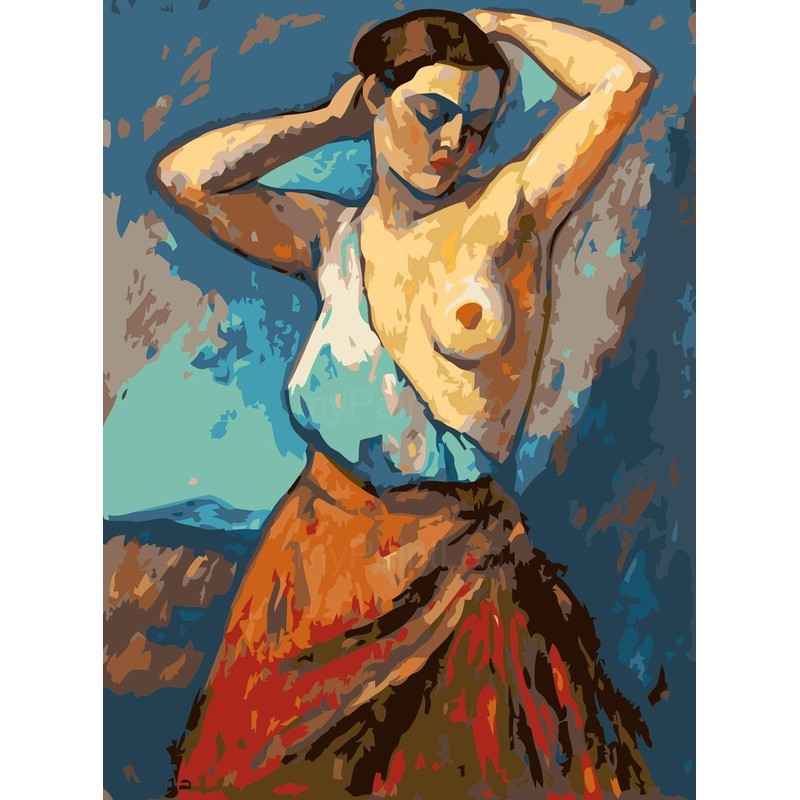 Paint by Numbers nude woman standing colorful