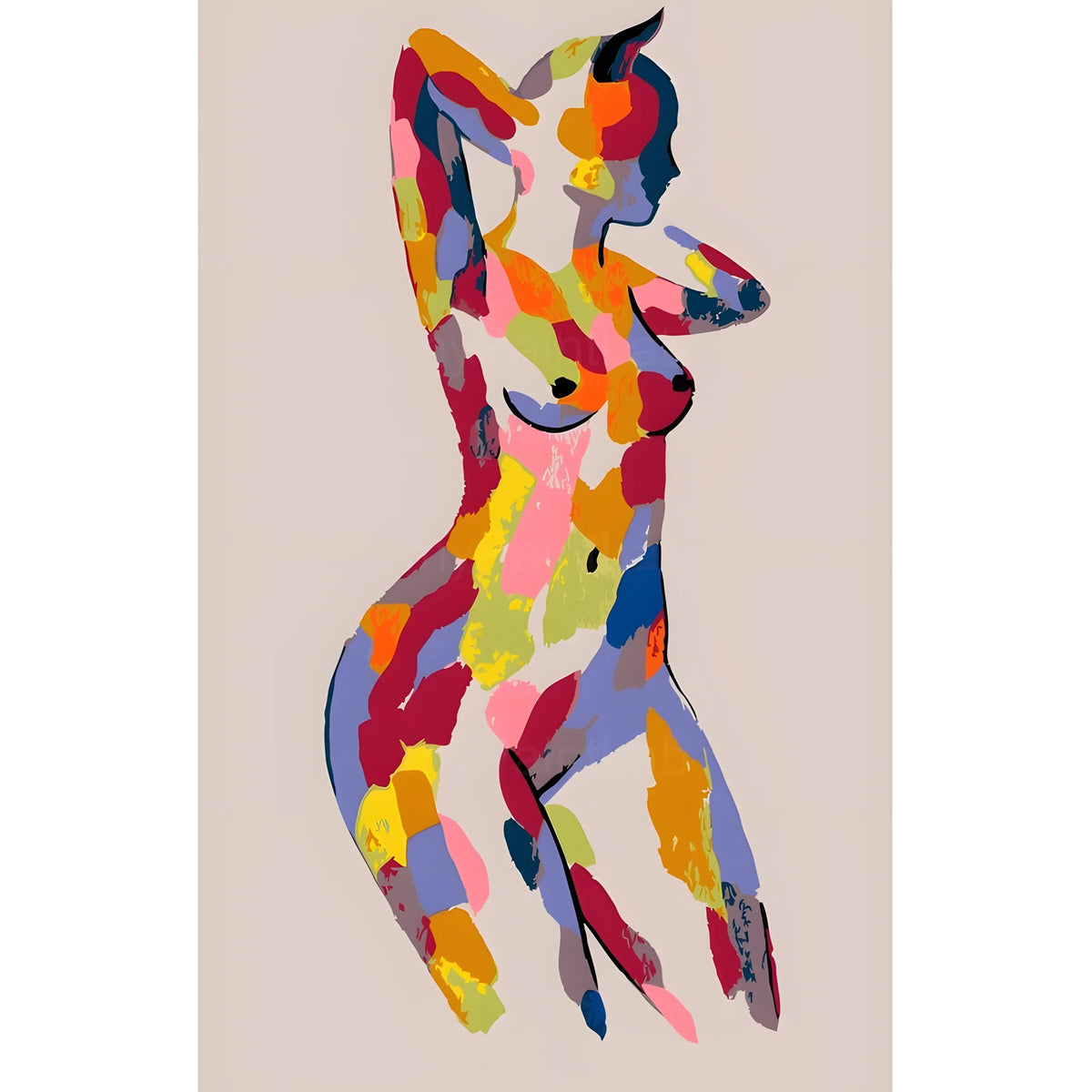 DIY Paint by Numbers Nude Woman Standing Color Block Art Kit