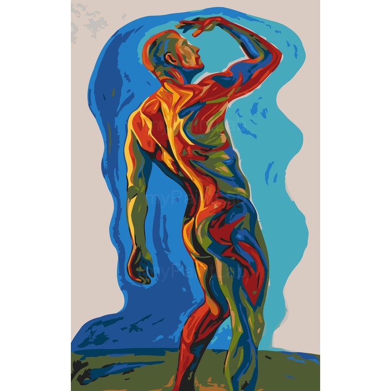 Paint by Numbers nude man colorful dynamic
