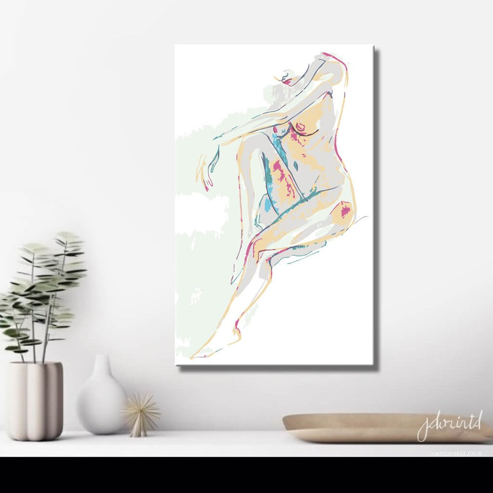 Paint by Numbers nude woman minimalist line DIY art wall decor modern artwork