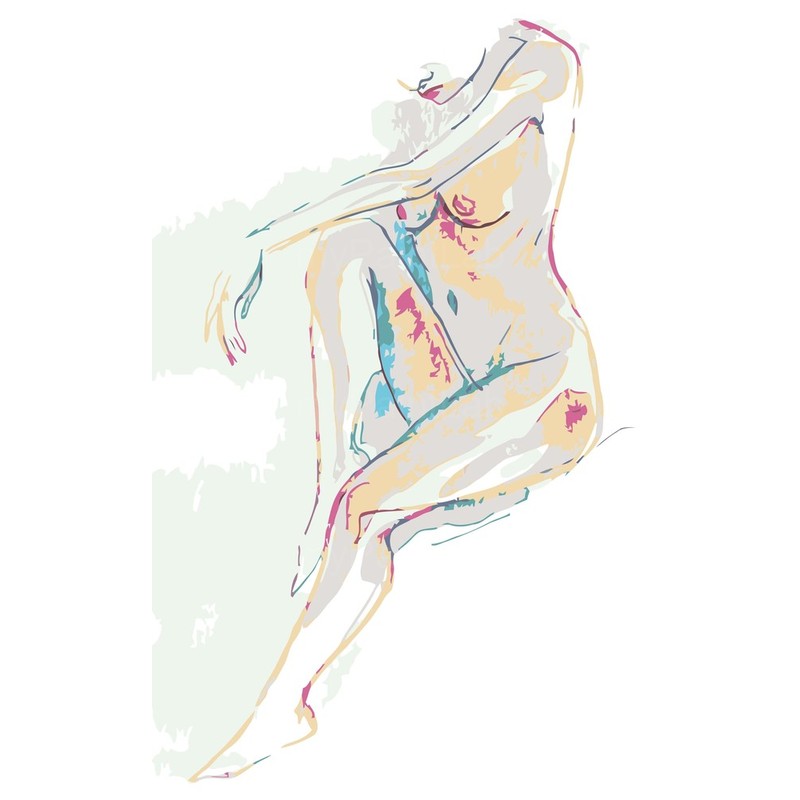 Paint by Numbers nude woman minimalist line