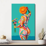 Paint by Numbers nude woman sunflower colorful back view DIY art wall decor modern artwork