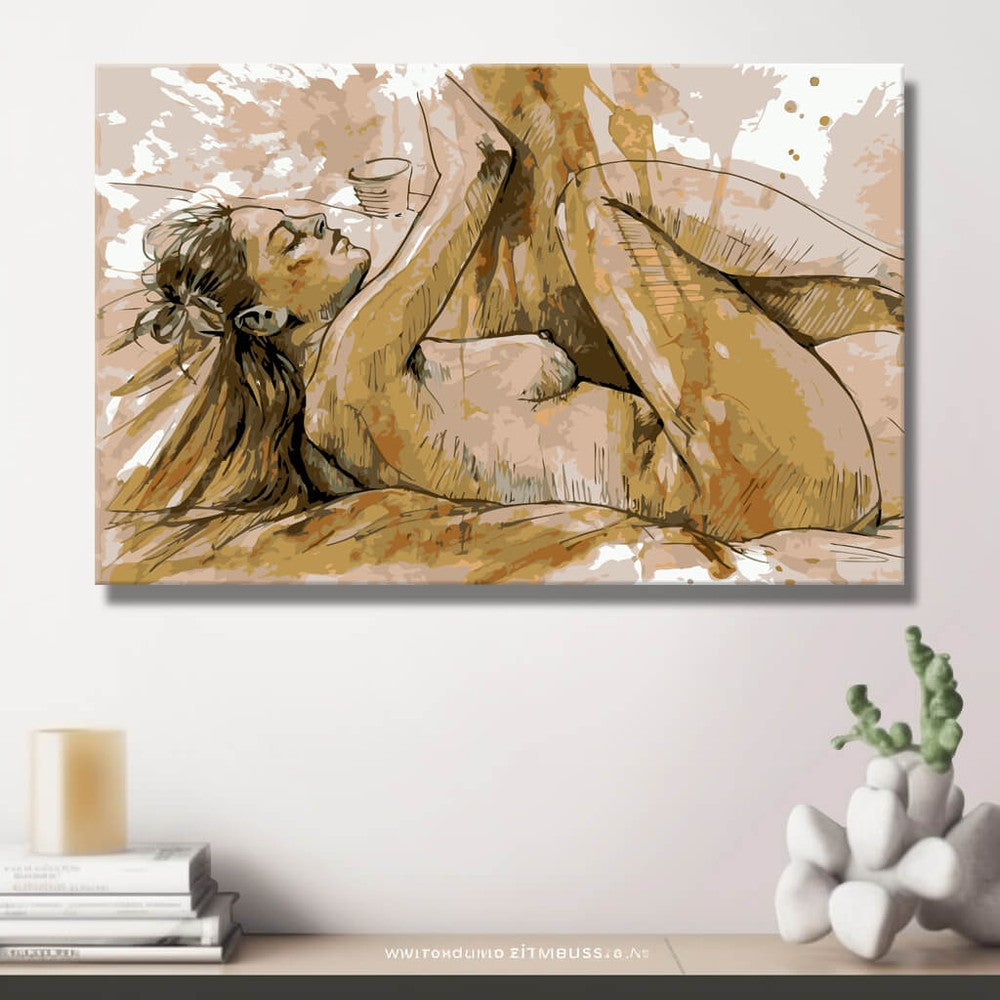 Paint by Numbers nude woman sketch lying DIY art wall decor modern artwork