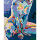DIY Paint by Numbers Nude Woman Abstract Blue Sitting Kit