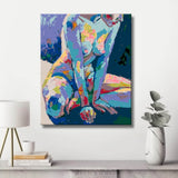 Paint by Numbers nude woman abstract blue sitting DIY art wall decor modern artwork