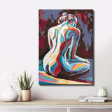 Paint by Numbers nude woman back colorful sitting DIY art wall decor modern artwork