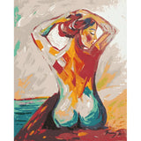 DIY Paint by Numbers Nude Woman Beach Colorful Modern Kit