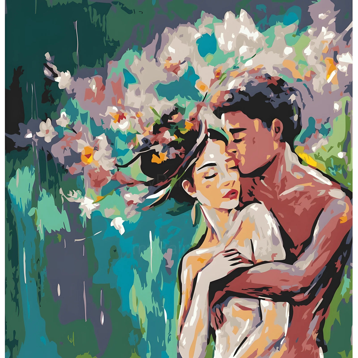 DIY Paint by Numbers Couple Love Flowers Romantic Kit