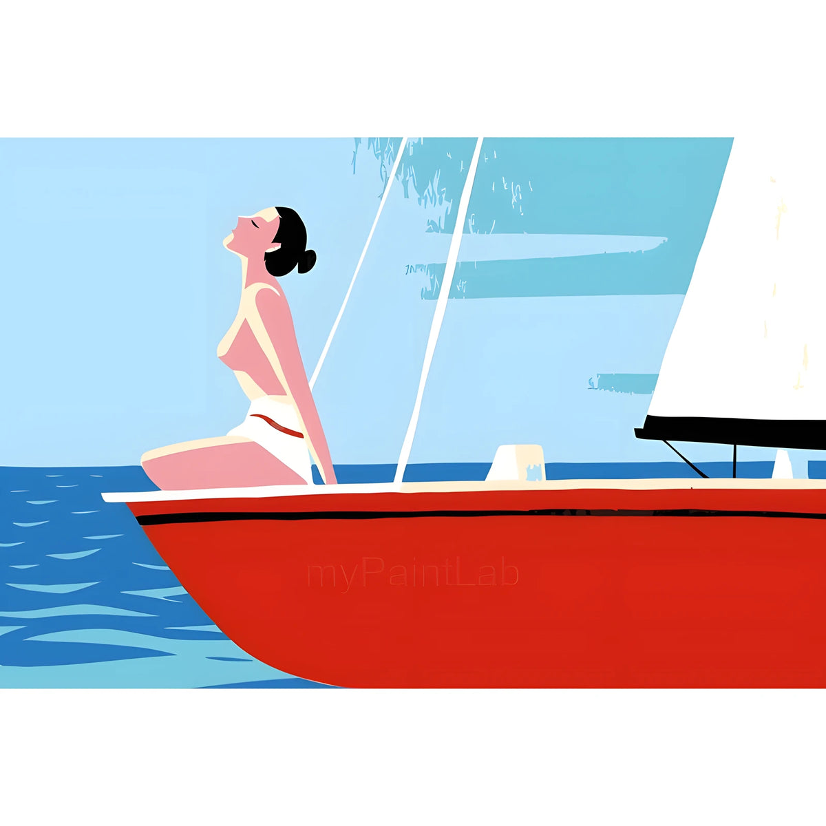 DIY Paint by Numbers Nude Woman Boat Sea Minimalist Kit