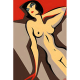 DIY Paint by Numbers Nude Woman Minimalist Line Art Red Background