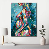 Nude woman colorful abstract vibrant DIY art wall decor modern artwork