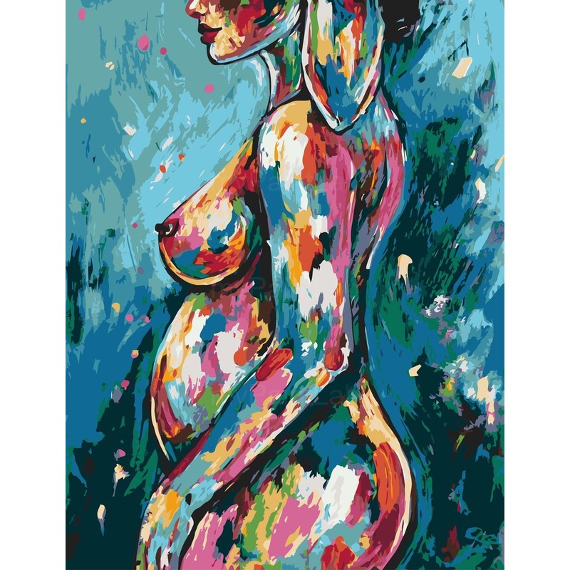 Nude woman colorful abstract vibrant