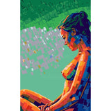 Nude woman profile colorful geometric