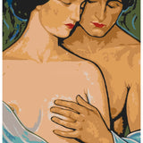 Nude couple embrace close up intimate