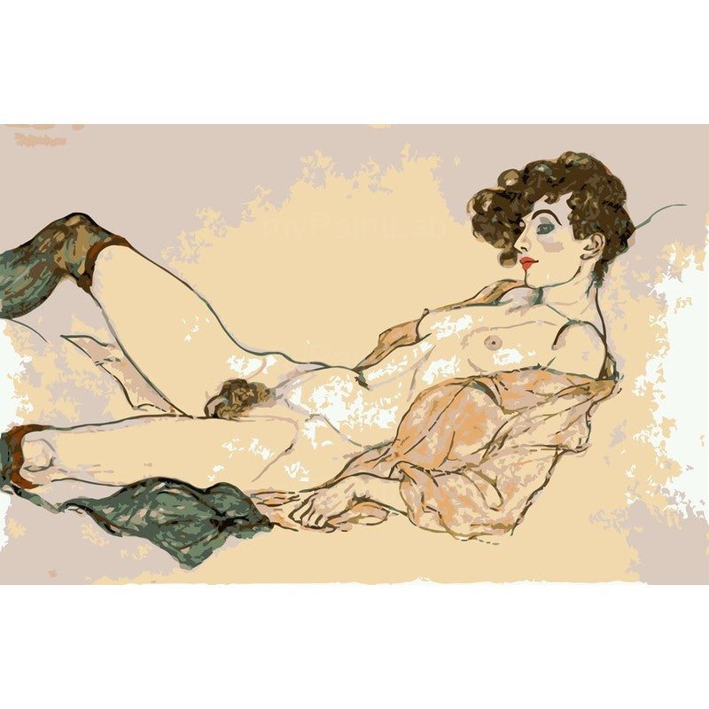 Nude woman reclining retro soft