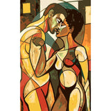 couple embrace abstract colorful