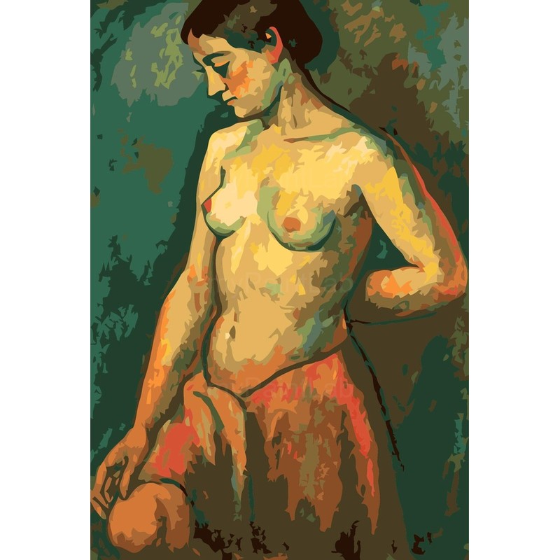 nude woman standing green