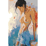 nude woman jeans modern