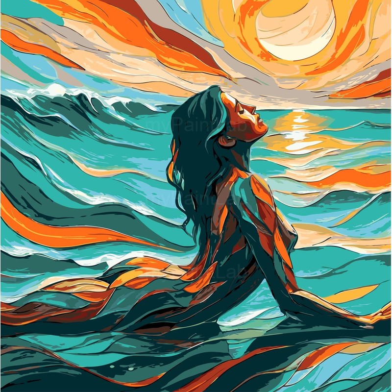 nude woman ocean sunset