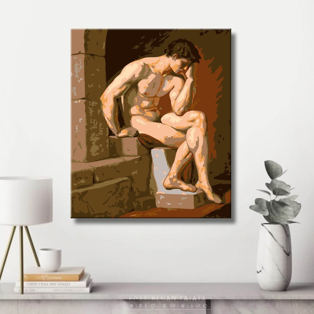nude woman sitting classical sculpture DIY art wall decor modern artwork