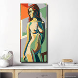nude woman standing geometric modern DIY art wall decor modern artwork