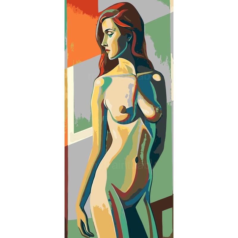 nude woman standing geometric modern