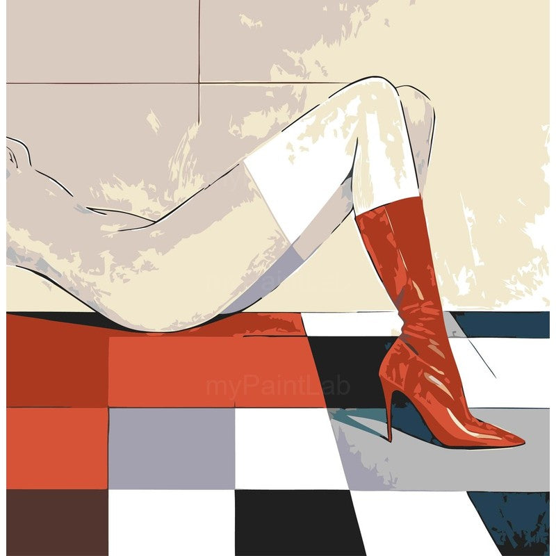 nude legs red boots modern