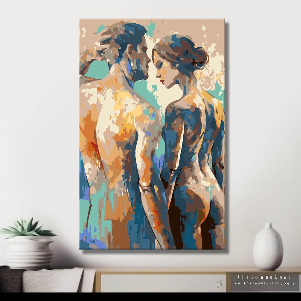 nude couple intimate modern art DIY art wall decor modern artwork