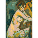 DIY Paint by Numbers Nude Woman Abstract Green Modern Sitting Kit