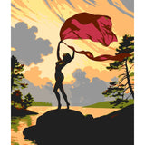 nude silhouette woman landscape