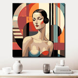 nude woman geometric art deco DIY art wall decor modern artwork