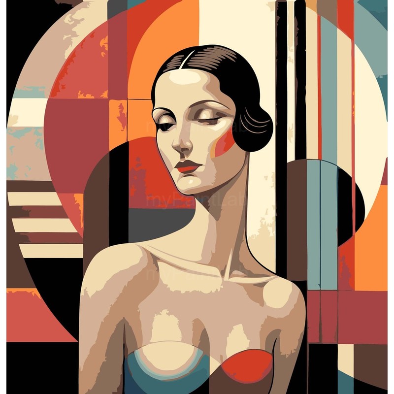 nude woman geometric art deco