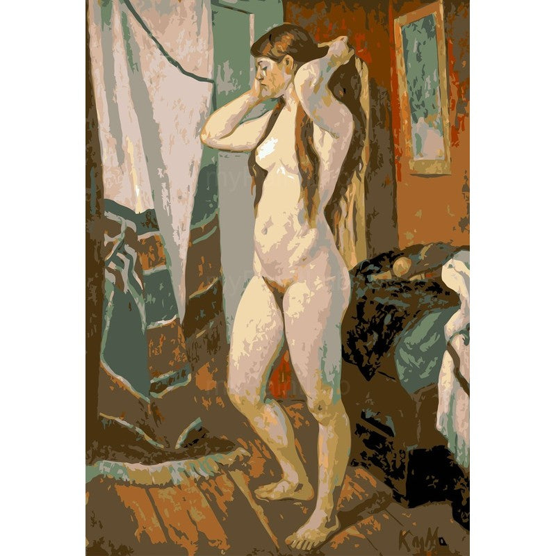 nude woman standing interior classical