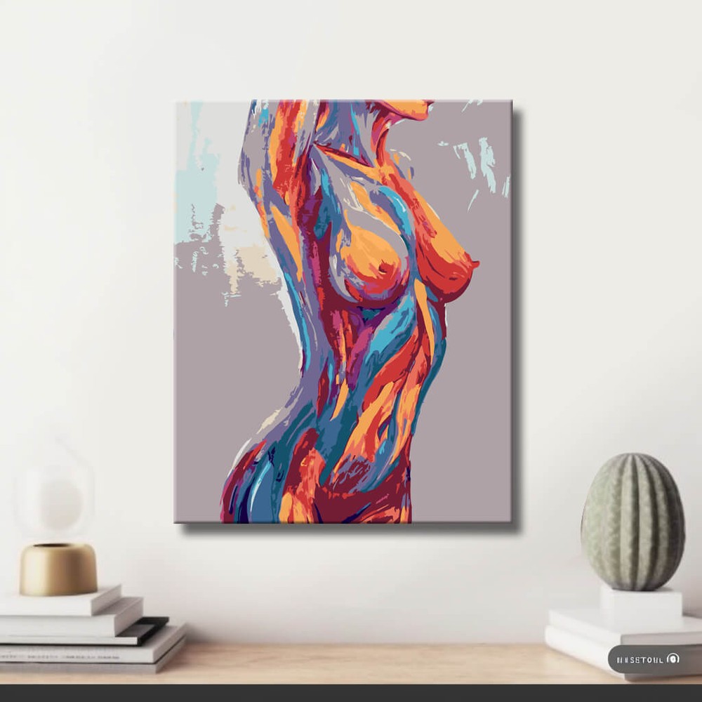 nude woman colorful abstract body DIY art wall decor modern artwork