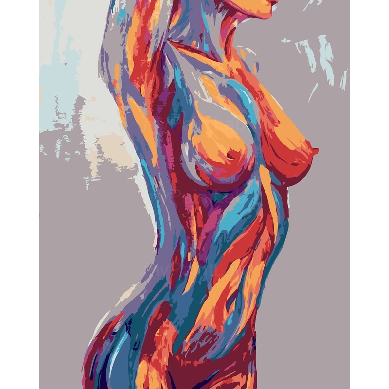 nude woman colorful abstract body