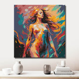 nude woman hair colorful dynamic DIY art wall decor modern artwork