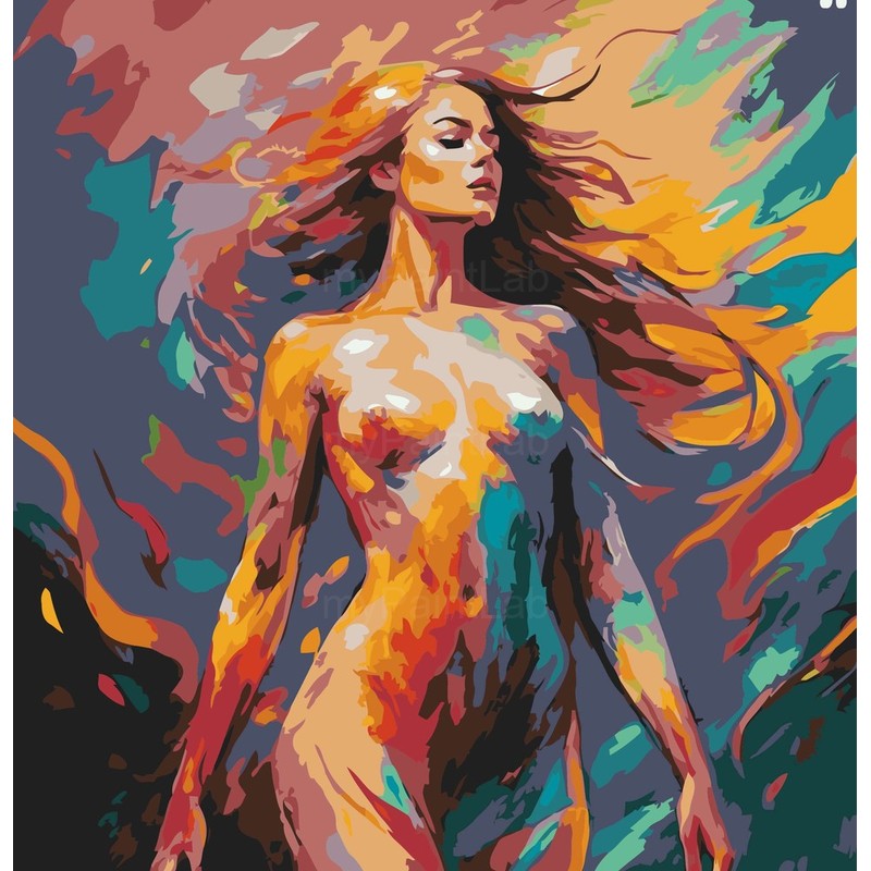 nude woman hair colorful dynamic