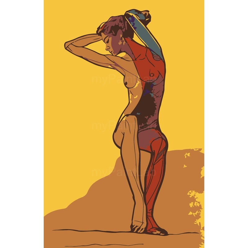 nude woman yellow contrast