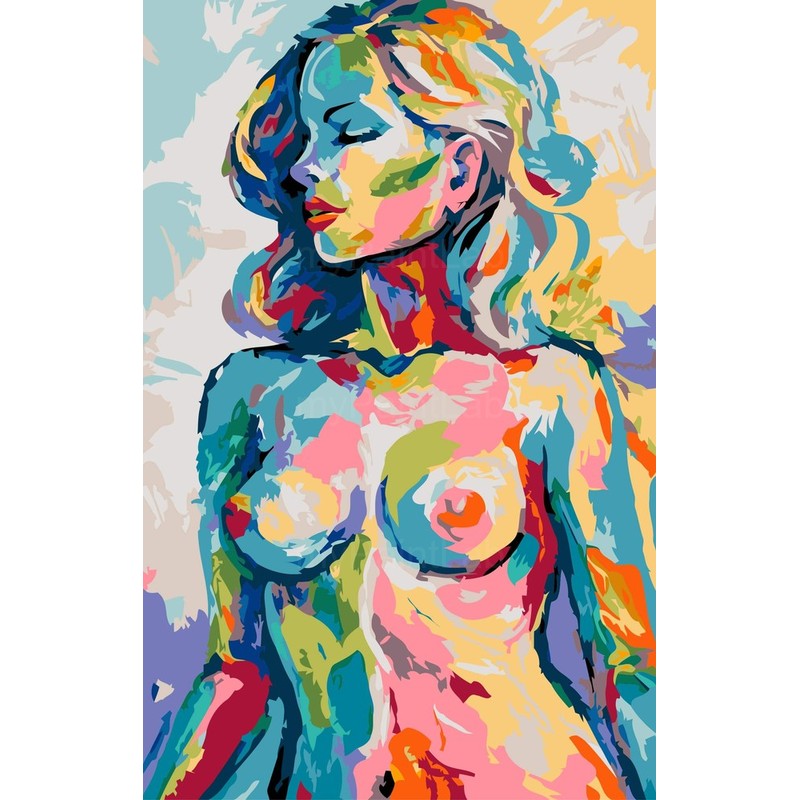 nude woman colorful abstract portrait