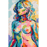 nude woman colorful abstract portrait