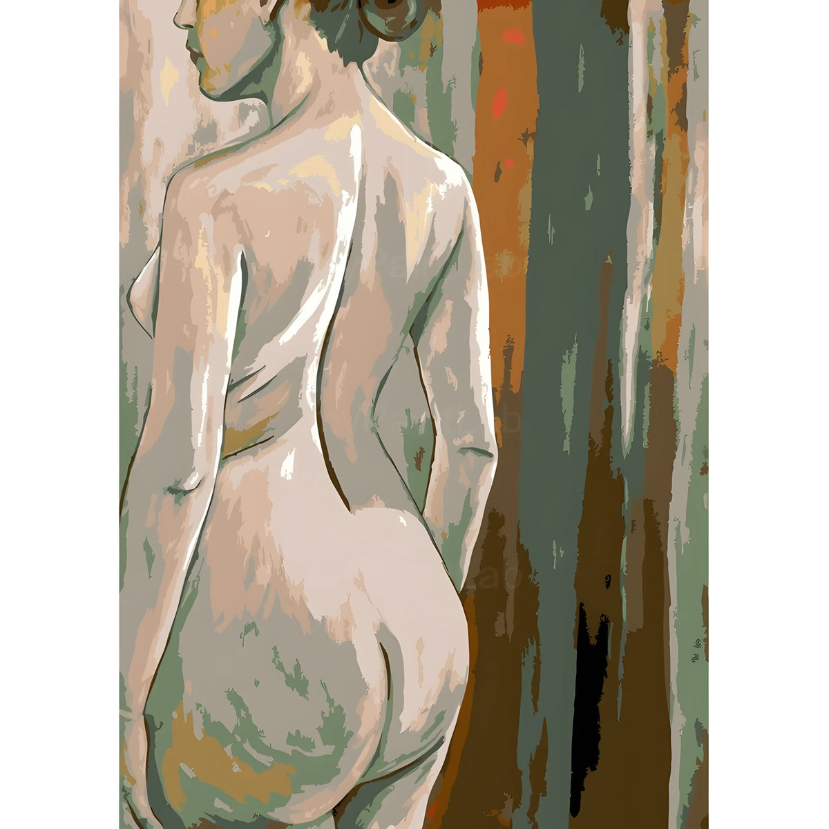 DIY Paint by Numbers Nude Woman Back View Classic Calm Elegant