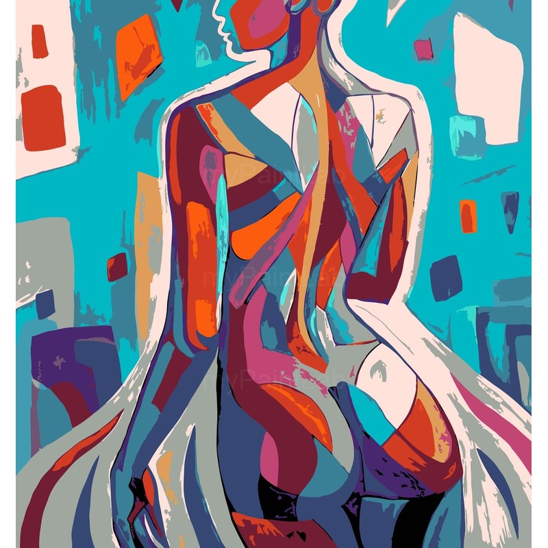 nude woman abstract colorful
