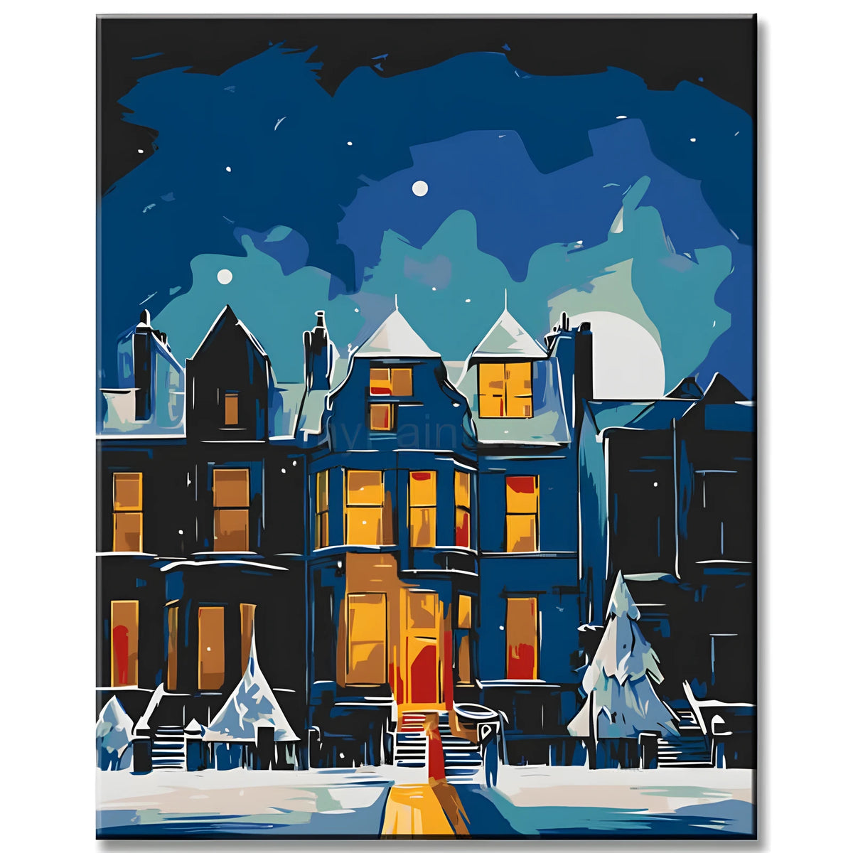 Painting by Numbers Christmas House in Winter Christmas Eve