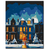 Painting by Numbers Christmas House in Winter Christmas Eve